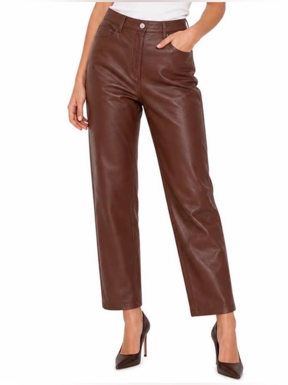 Aritzia Wilfred The Melina Pant Vegan Leather Brown 8